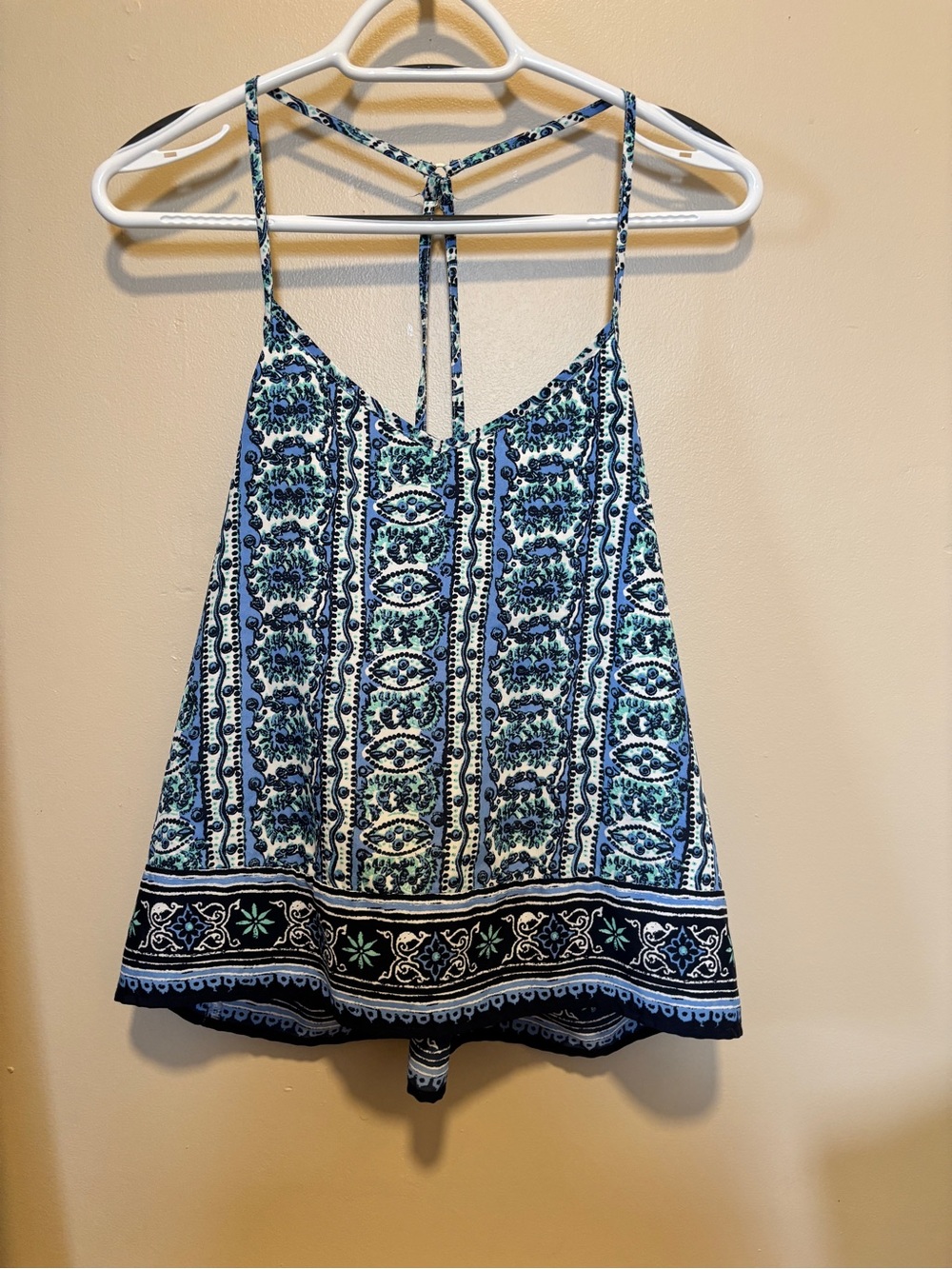Hollister blue and white boho tank top